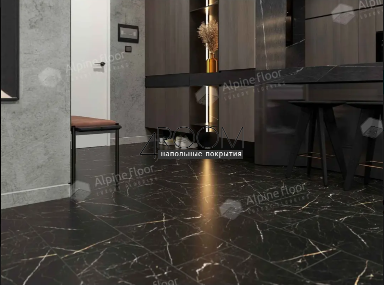 Кварц-виниловая, клеевая LVT плитка Alpine Floor Light Stone LVT, Неро ECO-15-21, 608х303х2,5мм, 43 класс