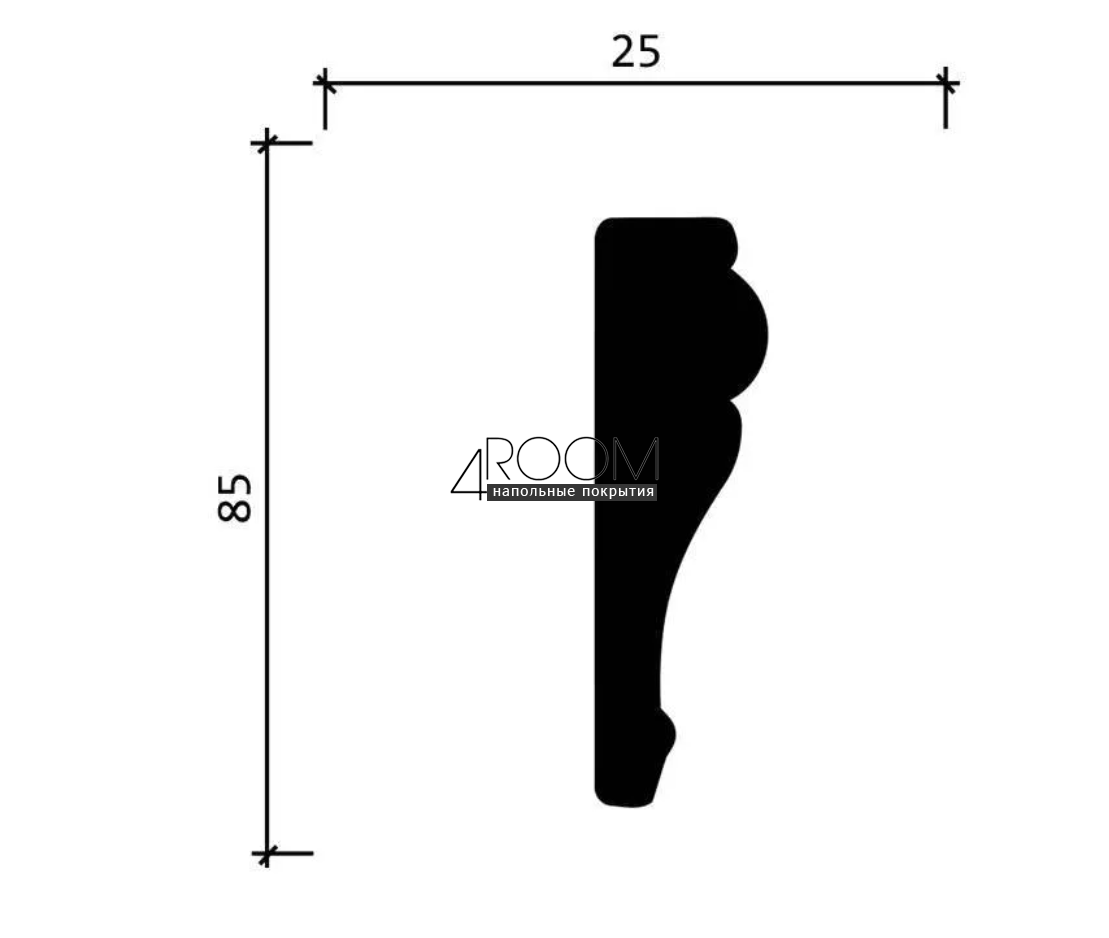 Плинтус из дюрополимера под покраску Decor-Dizayn DD152А, 85х25х2000мм