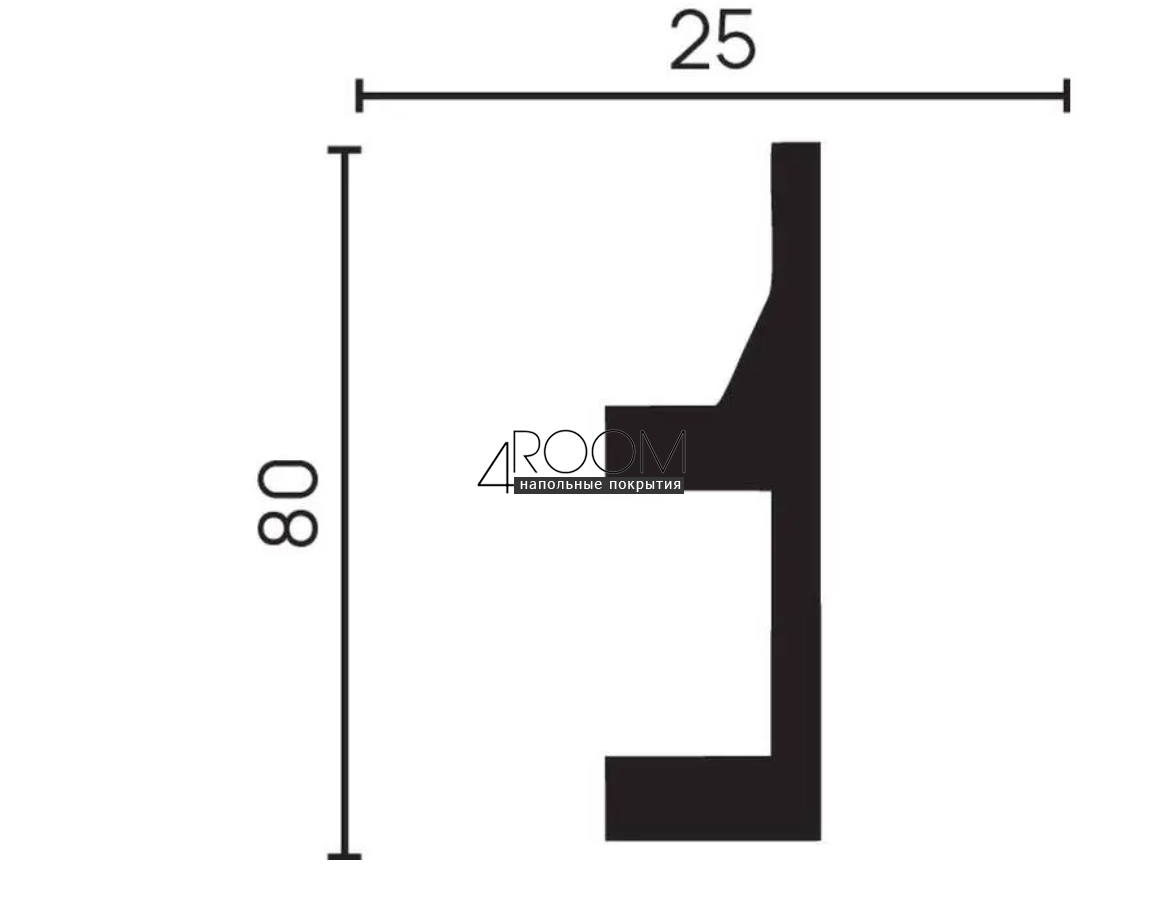 Плинтус из дюрополимера под покраску Decor-Dizayn DD615, 80х25х2000мм