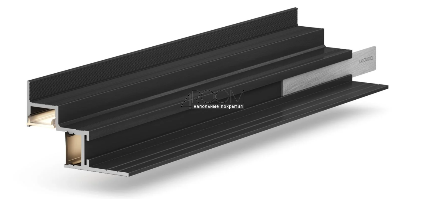 Теневая алюминиевая рейка Laconistiq MULTILEVEL DUAL, 46,7x31x3000мм, Черный анодированный