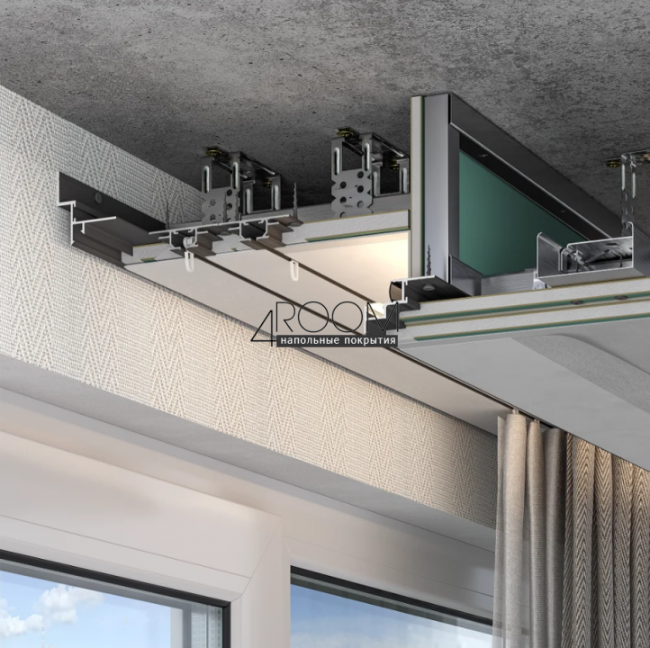 Теневая алюминиевая рейка Laconistiq MULTILEVEL DUAL, 46,7x31x3000мм, Черный анодированный