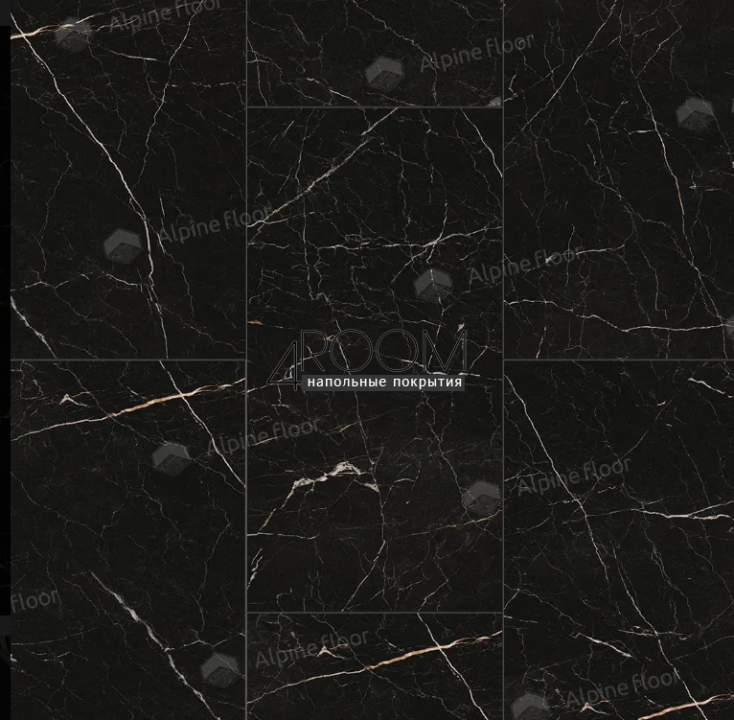 Каменно-полимерная замковая SPC плитка Alpine Floor Stone Mineral Core Неро ЕСО 4-27 MC 4мм/0,5мм защитный слой