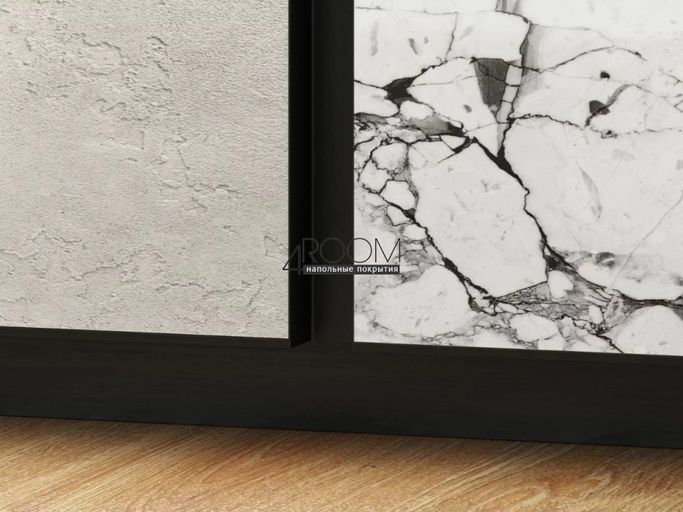Теневая алюминиевая рейка под панели и керамогранит Laconistiq DUAL 8,6х12х3000мм, "черный муар"