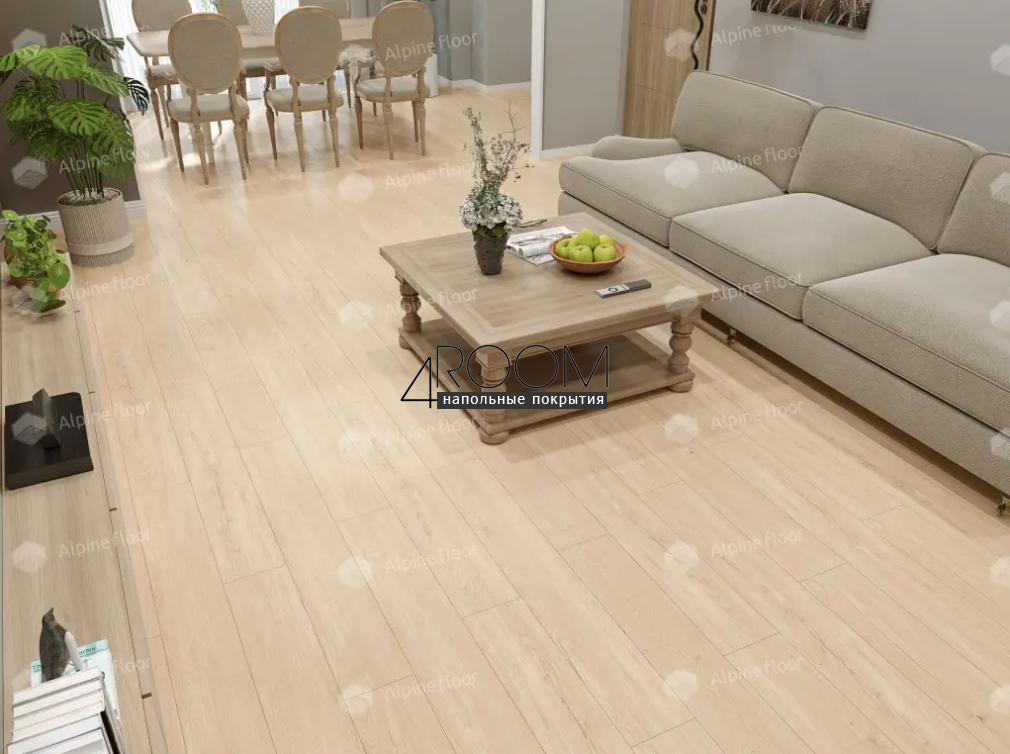 Каменно-полимерная замковая SPC плитка Alpine Floor Секвойя (Sequoia), Секвойя Классик ЕСО 6-10 SPC, 1220х183мм, 4/0,5мм, 43 класс
