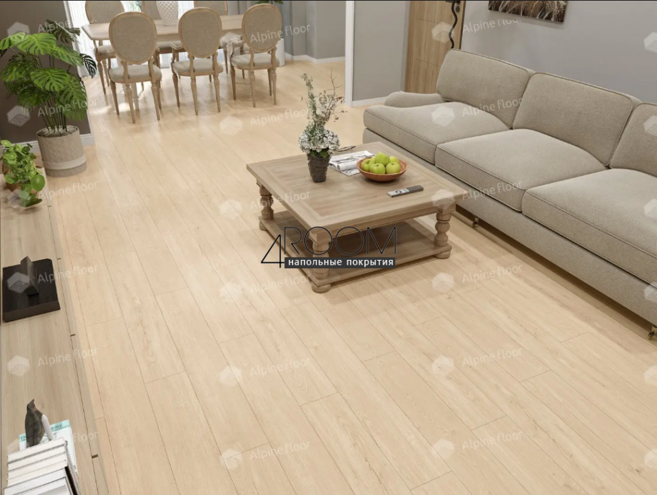 Каменно-полимерная замковая SPC плитка Alpine Floor Секвойя (Sequoia), Секвойя Классик ЕСО 6-10 SPC, 1220х183мм, 4/0,5мм, 43 класс