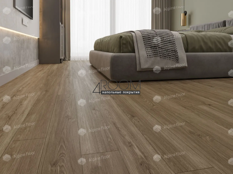 Каменно-полимерная замковая SPC плитка Alpine Floor Секвойя (Sequoia), Секвойя Рустикальная ЕСО 6-11 SPC, 1220х183мм, 4/0,5мм, 43 класс
