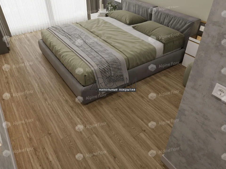 Каменно-полимерная замковая SPC плитка Alpine Floor Секвойя (Sequoia), Секвойя Рустикальная ЕСО 6-11 SPC, 1220х183мм, 4/0,5мм, 43 класс