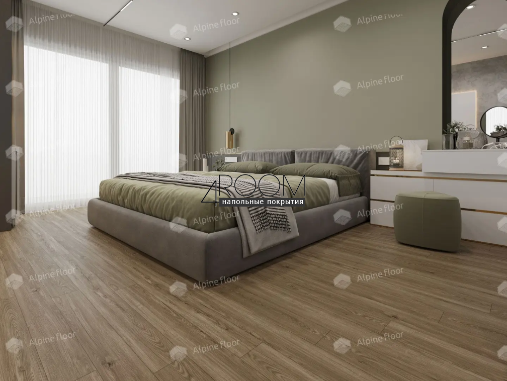 Каменно-полимерная замковая SPC плитка Alpine Floor Секвойя (Sequoia), Секвойя Рустикальная ЕСО 6-11 SPC, 1220х183мм, 4/0,5мм, 43 класс