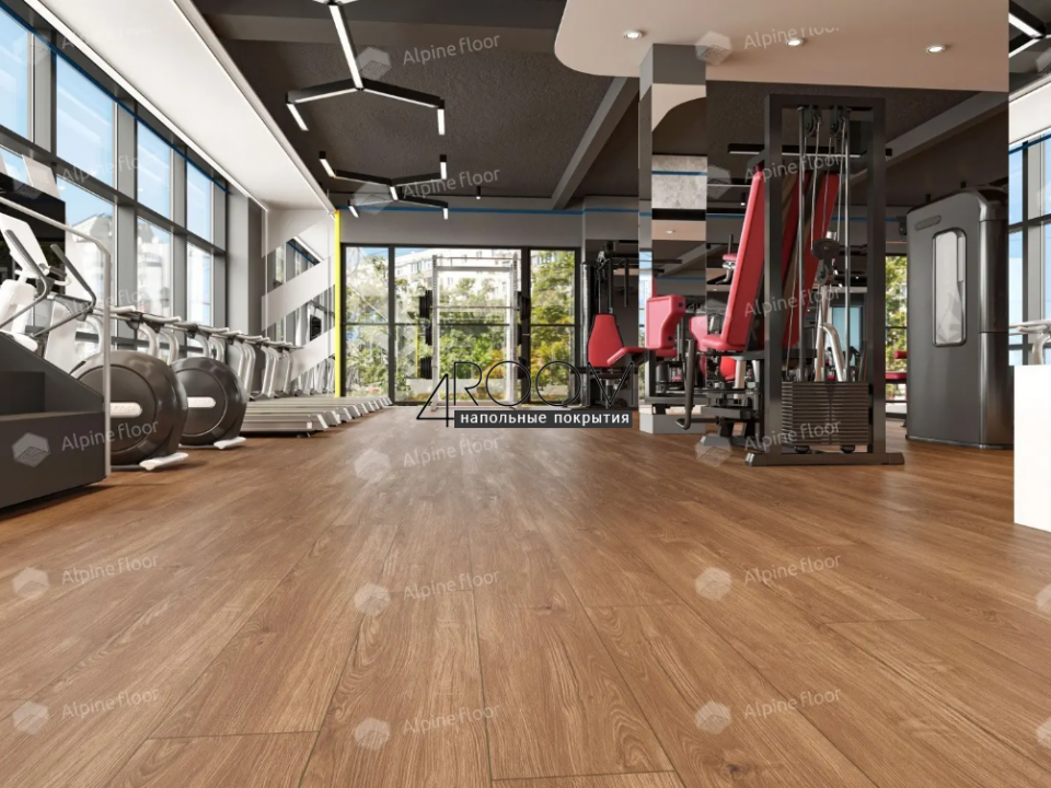 Каменно-полимерная замковая SPC плитка Alpine Floor Секвойя (Sequoia), Секвойя Темная ЕСО 6-12 SPC, 1220х183мм, 4/0,5мм, 43 класс