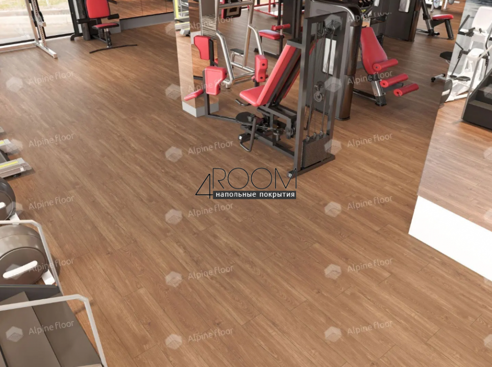 Каменно-полимерная замковая SPC плитка Alpine Floor Секвойя (Sequoia), Секвойя Темная ЕСО 6-12 SPC, 1220х183мм, 4/0,5мм, 43 класс