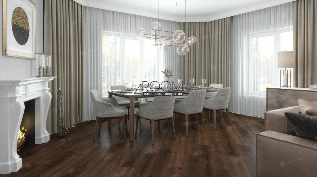 Каменно-полимерная замковая SPC плитка Alpine Floor Натуральное дерево (Real Wood), Кофейный дуб Мокка ECO 2-2 MC, 1220х183мм, 4/0,5мм, 43 класс