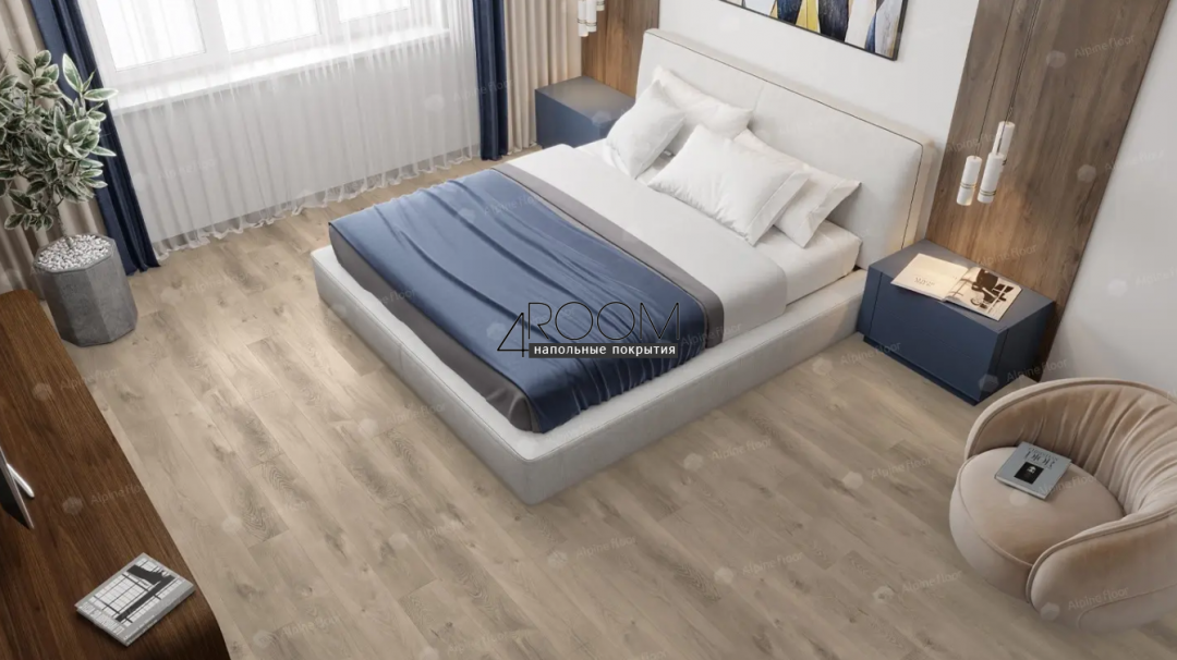 Каменно-полимерная замковая SPC плитка Alpine Floor Премиальный XL (Premium XL), Натуральный первозданный дуб отбеленный ABA ECO 7-5 MC, 1524х180мм, 8/0,5мм, 43 класс