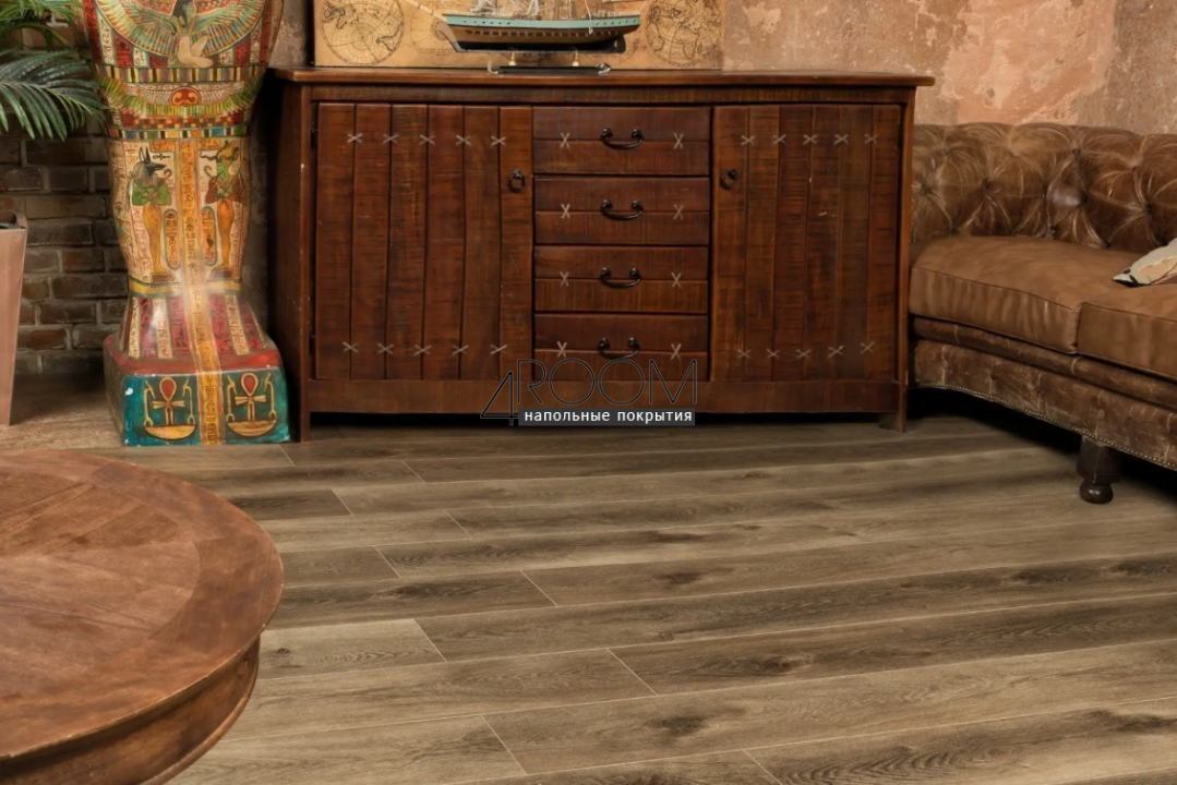 Каменно-полимерная замковая SPC плитка Alpine Floor Премиальный XL (Premium XL), Дуб коричневый ABA ECO 7-9 MC, 1524х180мм, 8/0,5мм, 43 класс