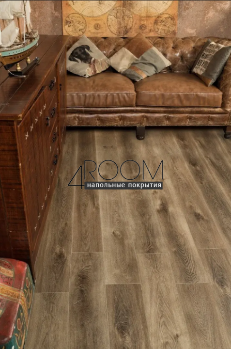 Каменно-полимерная замковая SPC плитка Alpine Floor Премиальный XL (Premium XL), Дуб коричневый ABA ECO 7-9 MC, 1524х180мм, 8/0,5мм, 43 класс
