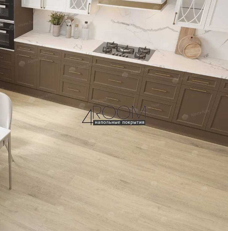 Каменно-полимерная замковая SPC плитка Alpine Floor Премиальный XL (Premium XL), Дуб капучино ABA ECO 7-12 MC, 1524х180мм, 8/0,5мм, 43 класс