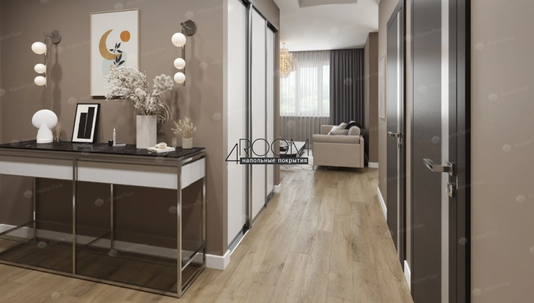 Каменно-полимерная замковая SPC плитка Alpine Floor Премиальный XL (Premium XL), Дуб млечный ABA ECO 7-13 MC, 1524х180мм, 8/0,5мм, 43 класс