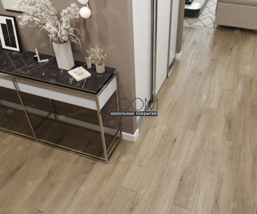 Каменно-полимерная замковая SPC плитка Alpine Floor Премиальный XL (Premium XL), Дуб млечный ABA ECO 7-13 MC, 1524х180мм, 8/0,5мм, 43 класс