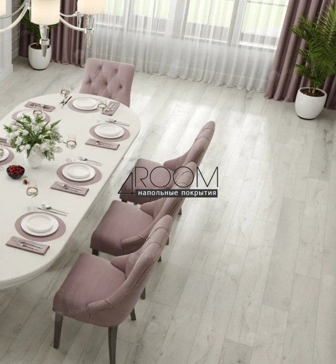 Каменно-полимерная замковая SPC плитка Alpine Floor Премиальный XL (Premium XL), Дуб слоновая кость ABA ECO 7-17 MC, 1220х183мм, 8/0,5мм, 43 класс