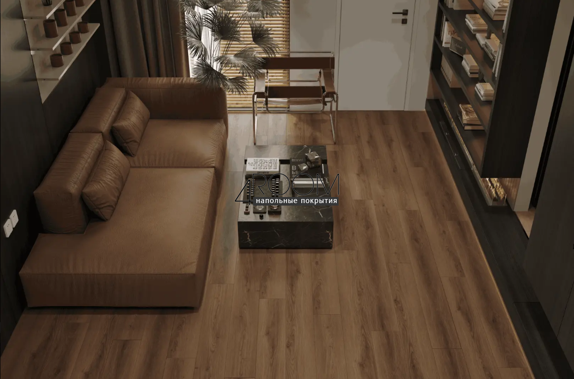 Каменно-полимерная замковая SPC плитка Alpine Floor Премиальный XL (Premium XL), Дуб Табачный ABA ECO 7-34 MC, 1524х180х8/0,5мм, 43 класс