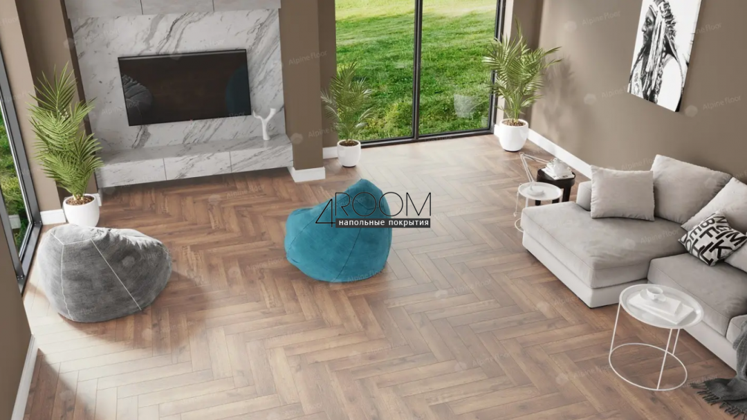 Каменно-полимерная замковая SPC плитка Alpine Floor Изящный паркет (Light Parquet), Королевский дуб Royal ЕСО 13-2 MC, 600х125х4/0,5мм, 43 класс