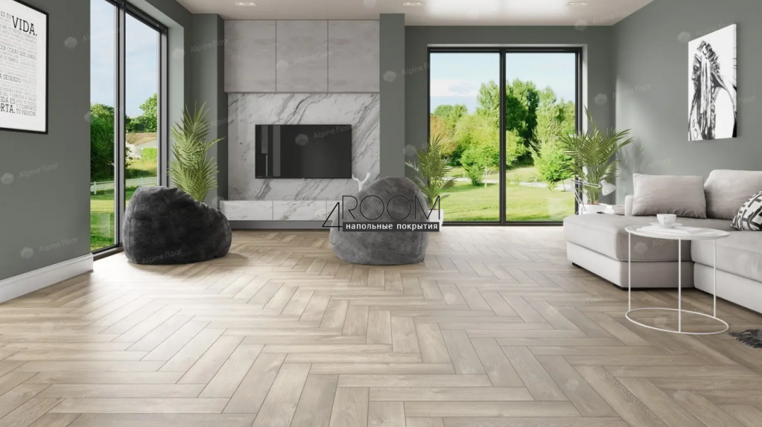 Каменно-полимерная замковая SPC плитка Alpine Floor Изящный паркет (Light Parquet), Натуральный первозданный дуб отбеленный ЕСО 13-5 MC, 600х125х4/0,5мм, 43 класс