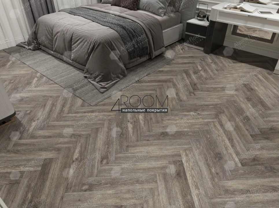 Каменно-полимерная замковая SPC плитка Alpine Floor Изящный паркет (Light Parquet), ВЕНГЕ ГРЕЙ ЕСО 13-8 MC, 600х125х4/0,5мм, 43 класс