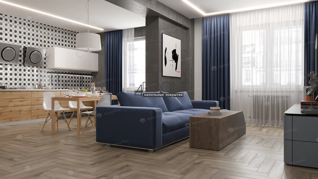 Каменно-полимерная замковая SPC плитка Alpine Floor Изящный паркет (Light Parquet), Дуб Исида ЕСО 13-15 MC, 600х125х4/0,5мм, 43 класс