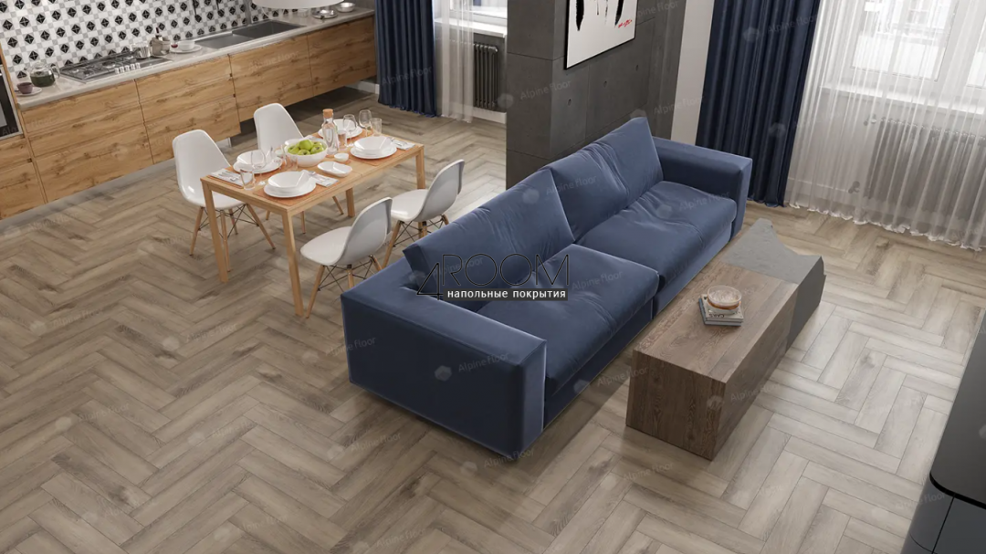 Каменно-полимерная замковая SPC плитка Alpine Floor Изящный паркет (Light Parquet), Дуб Исида ЕСО 13-15 MC, 600х125х4/0,5мм, 43 класс