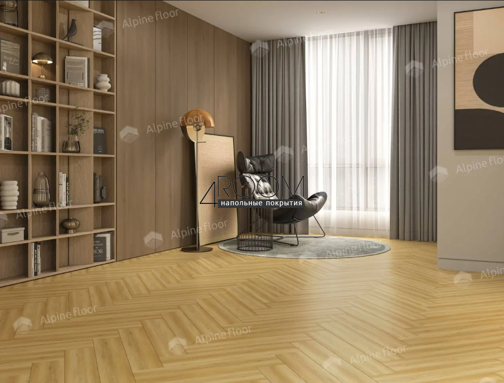 Каменно-полимерная замковая SPC плитка Alpine Floor Изящный паркет (Light Parquet), Дуб Поллукс ЕСО 13-28 MC, 600х125х4/0,5мм, 43 класс