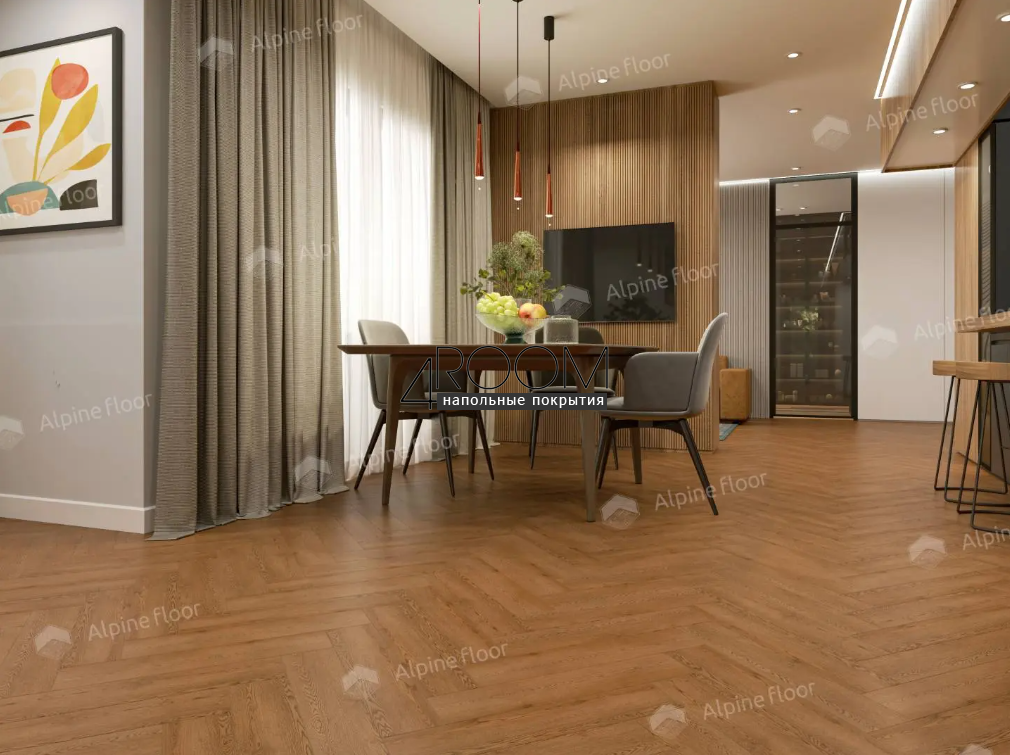 Каменно-полимерная замковая SPC плитка Alpine Floor Изящный паркет (Light Parquet), Дуб Селена ЕСО 13-32 MC, 600х125х4/0,5мм, 43 класс