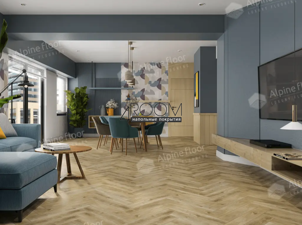 Каменно-полимерная замковая SPC плитка Alpine Floor Изящный паркет (Light Parquet), Дуб Кастор ЕСО 13-34 MC, 600х125х4/0,5мм, 43 класс