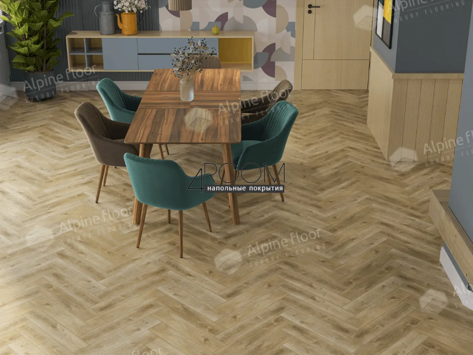 Каменно-полимерная замковая SPC плитка Alpine Floor Изящный паркет (Light Parquet), Дуб Кастор ЕСО 13-34 MC, 600х125х4/0,5мм, 43 класс