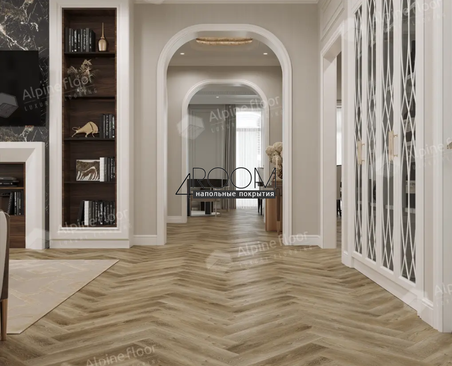 Каменно-полимерная замковая SPC плитка Alpine Floor Изящный паркет (Light Parquet), Дуб Целата ЕСО 13-35 MC, 600х125х4/0,5мм, 43 класс