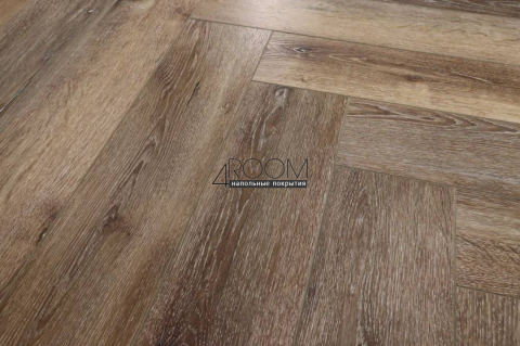 Каменно-полимерная SPC плитка CronaFloor Herringbone 4V H017 Дуб Грас, 640х128х4,5мм, 42 класс
