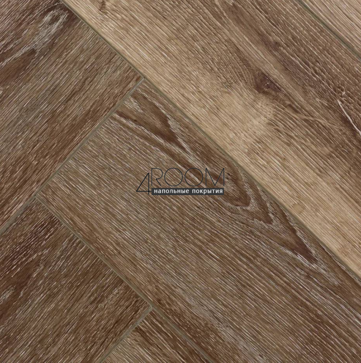 Каменно-полимерная SPC плитка CronaFloor Herringbone 4V H017 Дуб Грас, 640х128х4,5мм, 42 класс