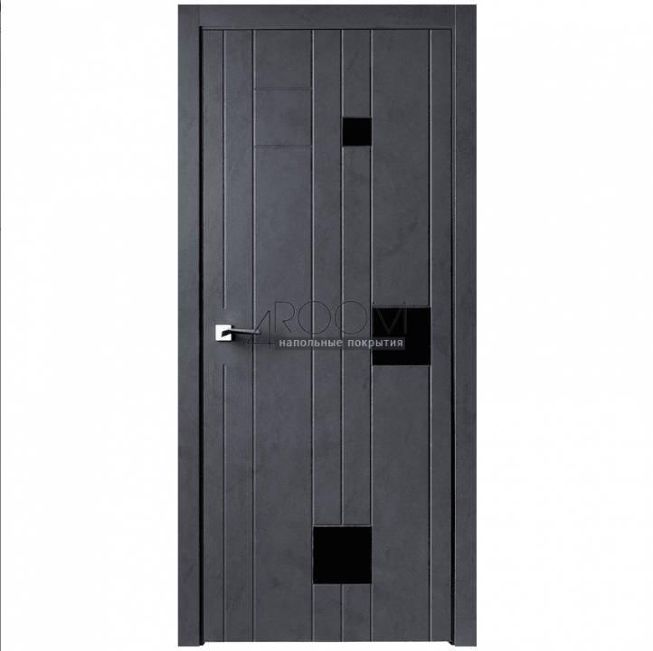 Дверь межкомнатная LOFT ДГ-024, Бетон антрацит / Черное стекло