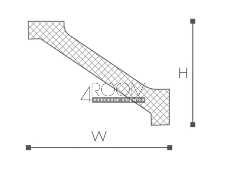 Потолочный плинтус WT2 карниз Wallstyl NMC 75х90х2000 мм