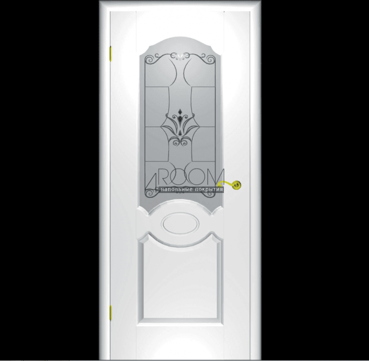 Межкомнатная дверь КАРАМЕЛЬ Белая эмаль, со стеклом