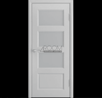 Дверное полотно со стеклом белое матовое с рисунком и гравировкой