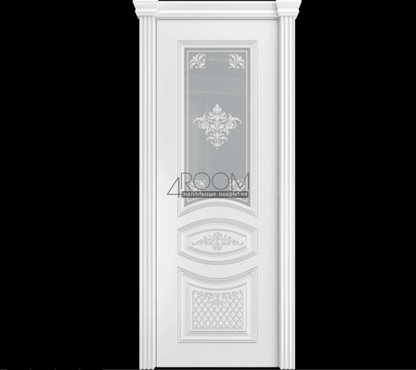 Межкомнатная дверь ЭЛИНА Белая эмаль, со стеклом