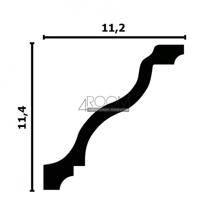 Потолочный плинтус (карниз) из дюрополимера Perfect Plus P03, 114х112х2000мм