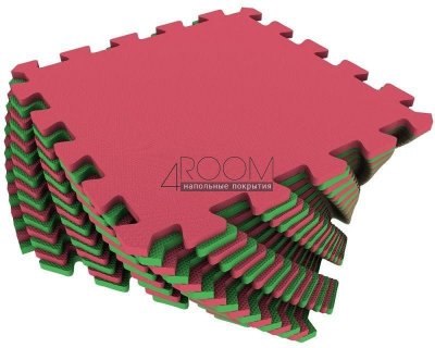 Мягкие полы Ekoprom Eco Cover Универсальный пол красно-зеленый  25х25 см, 16 деталей