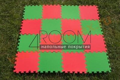 Мягкие полы Ekoprom Eco Cover Универсальный пол красно-зеленый  25х25 см, 16 деталей