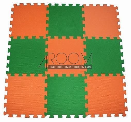 Мягкие полы Ekoprom Eco Cover Универсальный пол оранжево-зеленый  25х25 см, 16 деталей