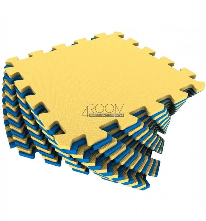 Мягкие полы Ekoprom Eco Cover Универсальный пол желто-синий  25х25 см, 16 деталей