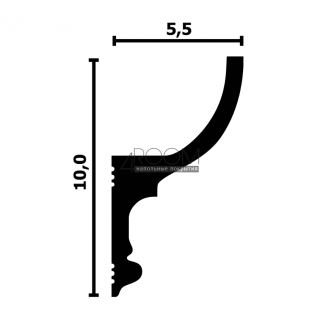 Потолочный плинтус (карниз) под скрытую LED подсветку, из дюрополимера Perfect Plus P79, 100х55х2000мм