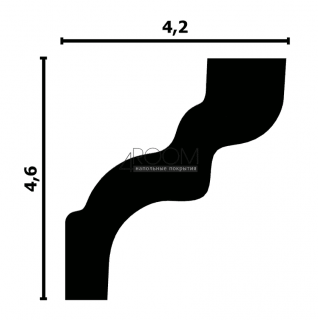Потолочный плинтус (карниз) из дюрополимера Perfect Plus P39, 46х42х2000мм