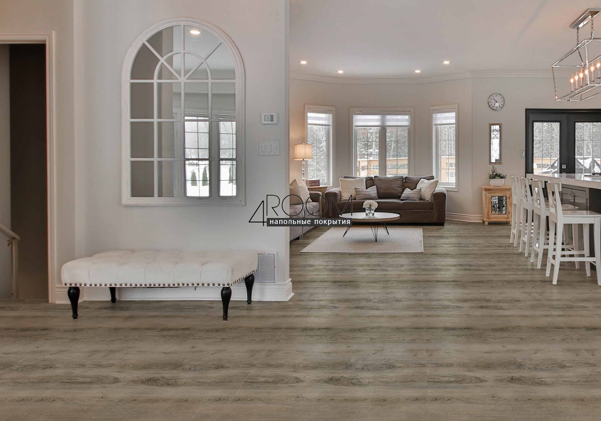 Замковая SPC каменно-полимерная плитка DEW Floor WOOD 4V, Кара ТС 6022-2, 43 класс, 1220х183х4мм/0,3 мм защитный слой