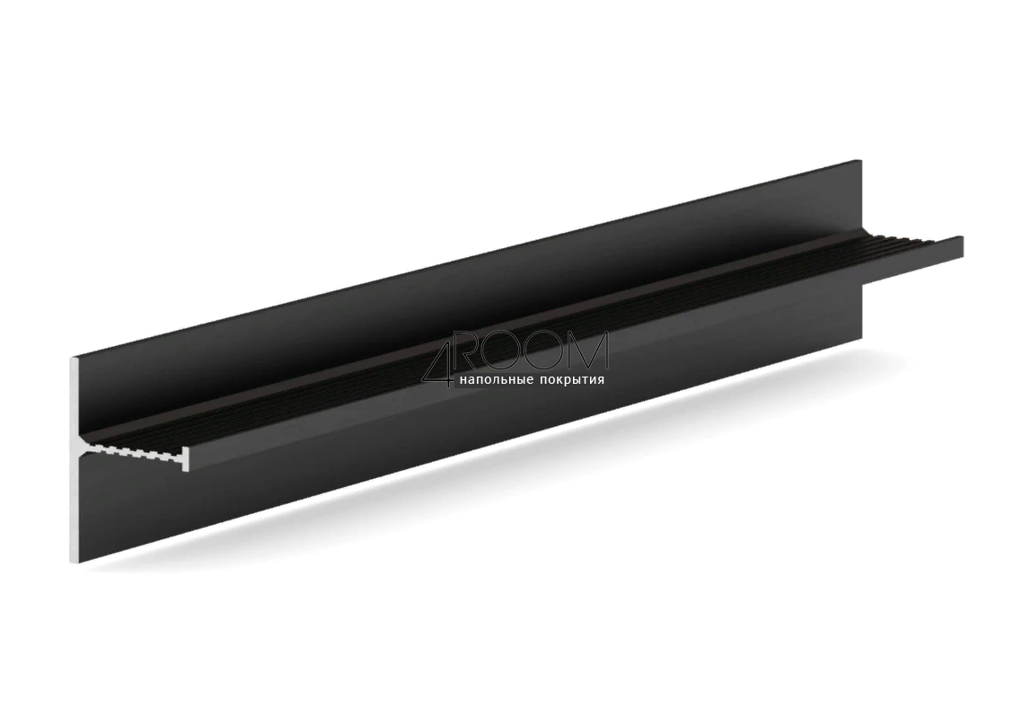 Теневой плинтус для панелей и керамогранита Laconistiq REVERSE 2.0 (закладной алюминиевый профиль), 36х16х3000мм, черный анодированный