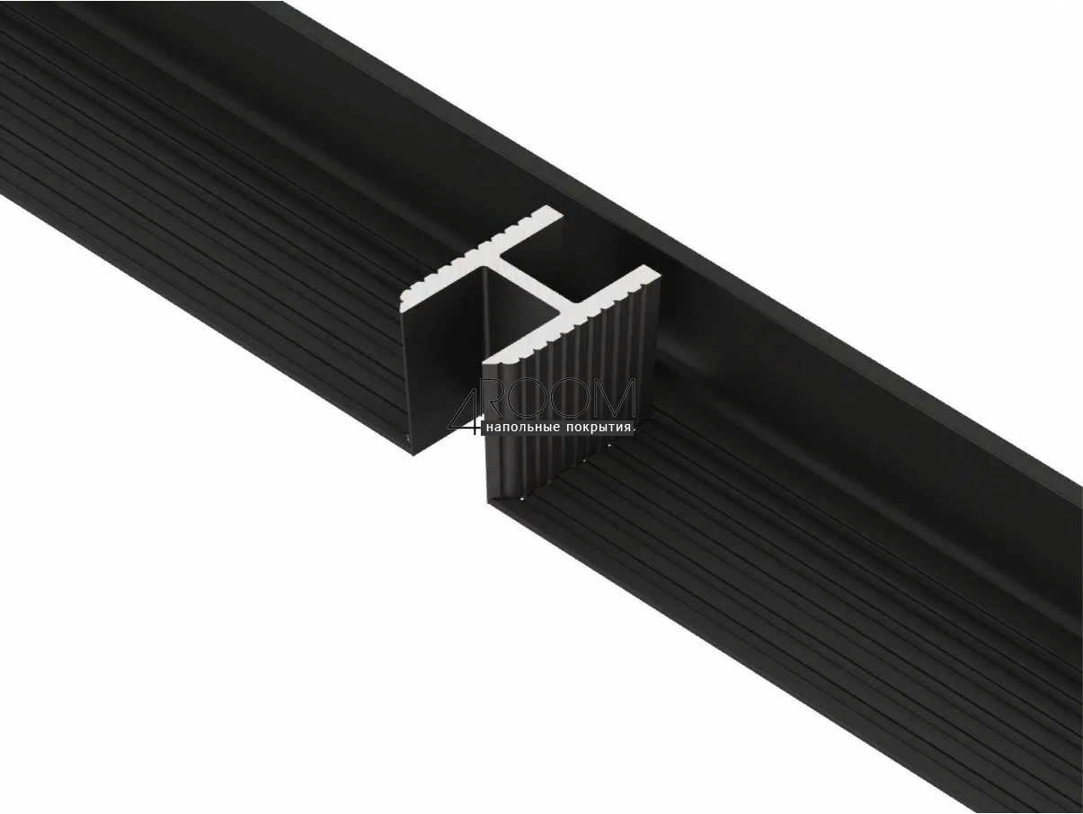 Теневой плинтус для панелей и керамогранита Laconistiq REVERSE 2.0 (закладной алюминиевый профиль), 36х16х3000мм, черный анодированный
